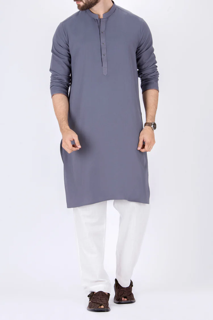 Teal Blue Blended Kurta - AL-K-687 - Image 3