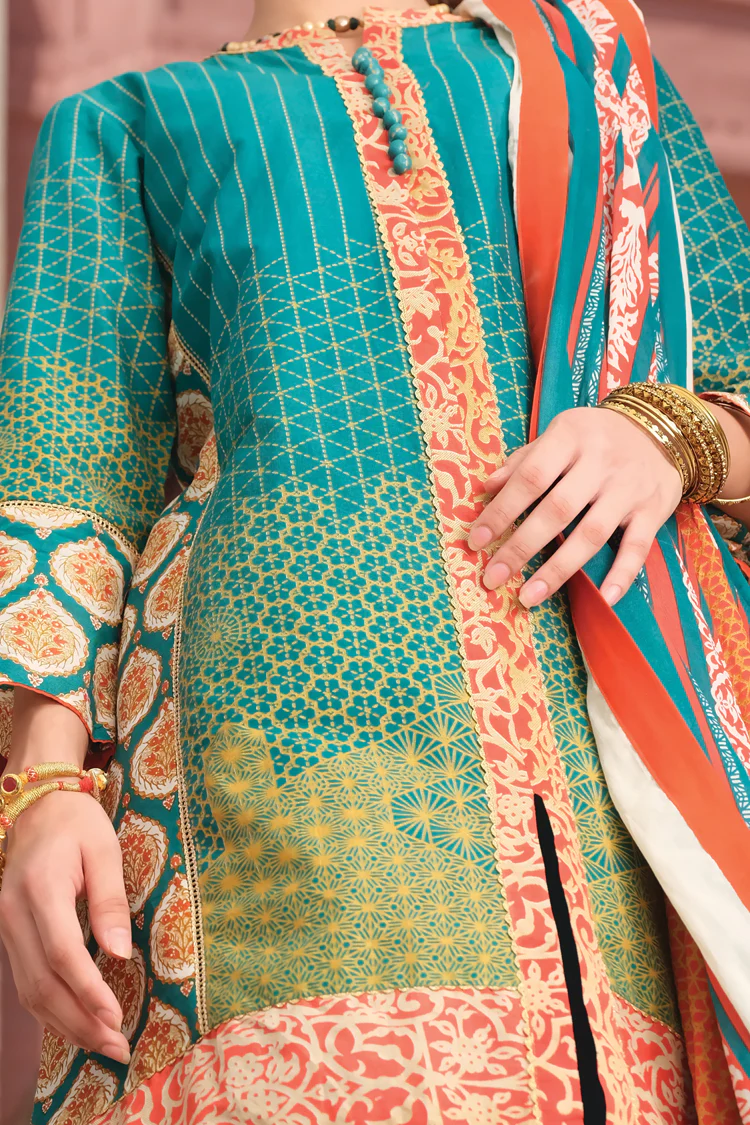 Teal Lawn 3Pc Stitched - ALP-723 - Image 3