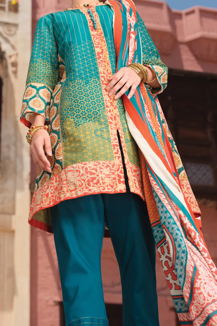 Teal Lawn 3Pc Unstitched - ALP-723