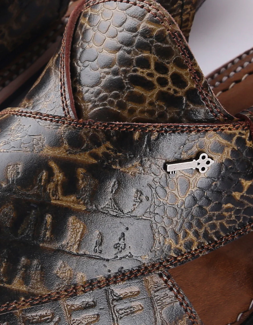 Turtle Brown Leather Peshawari Chappal - MFW-HC-030 - Image 2