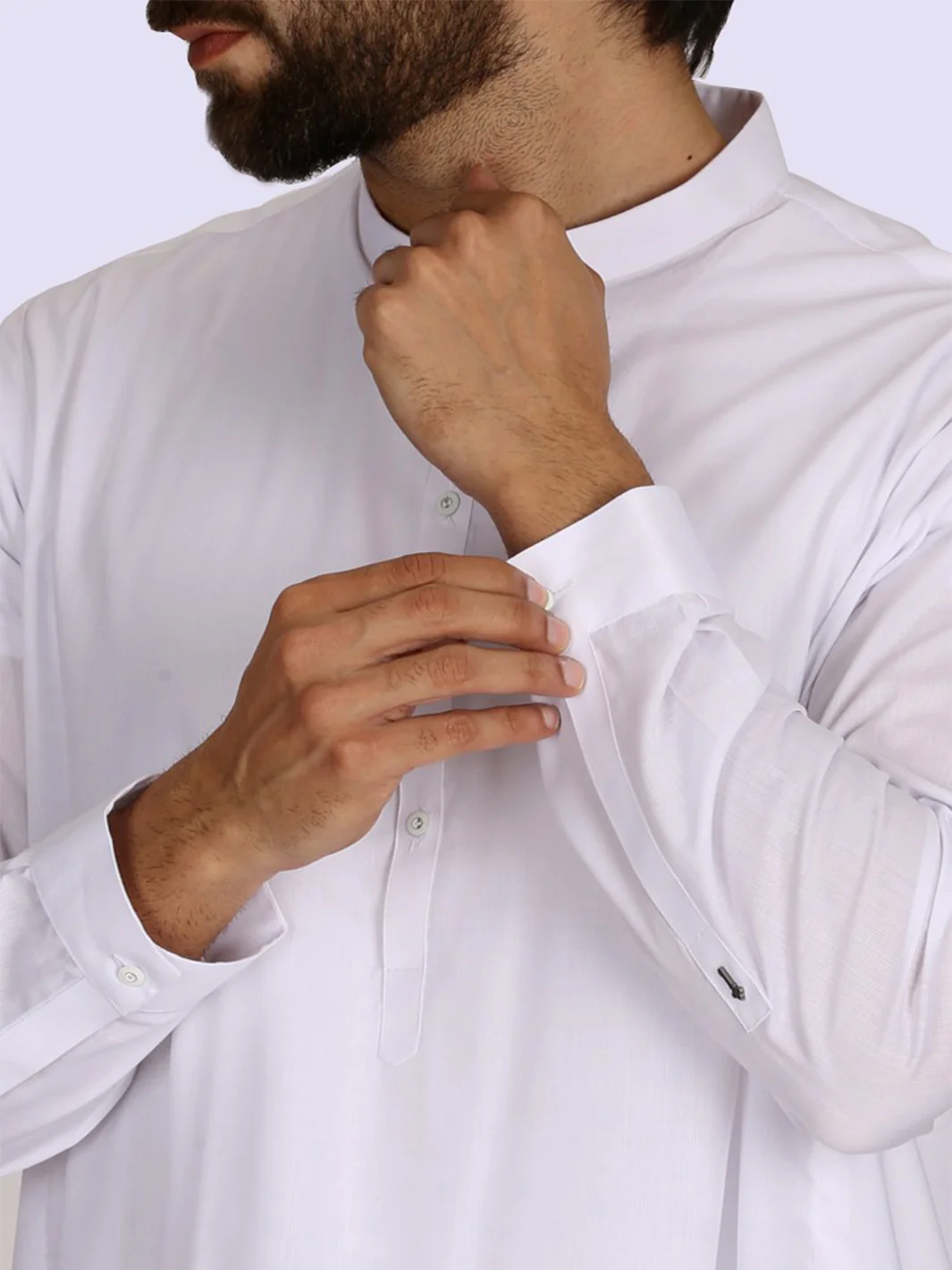 White Blended Kameez Shalwar - AL-KS-2412 - Image 3