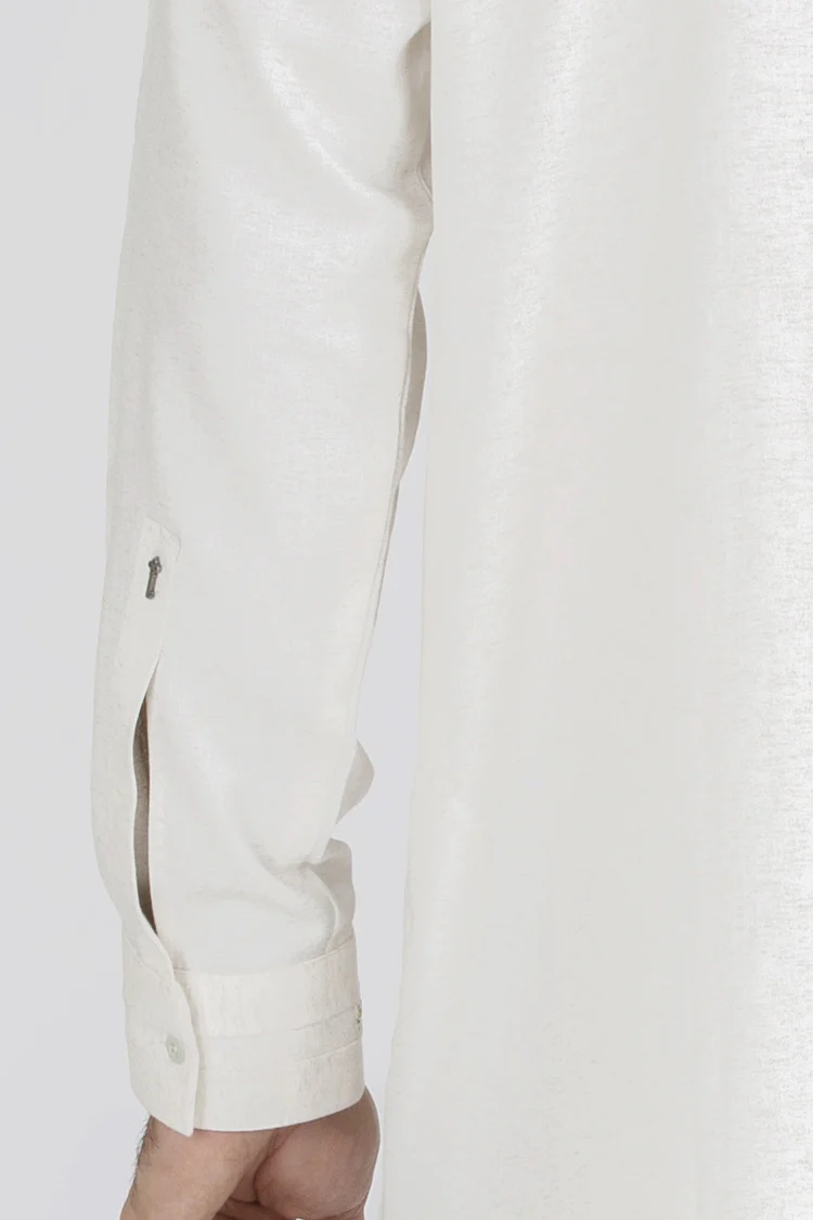 White Blended Kameez Shalwar - AL-KS-2467 - Image 3