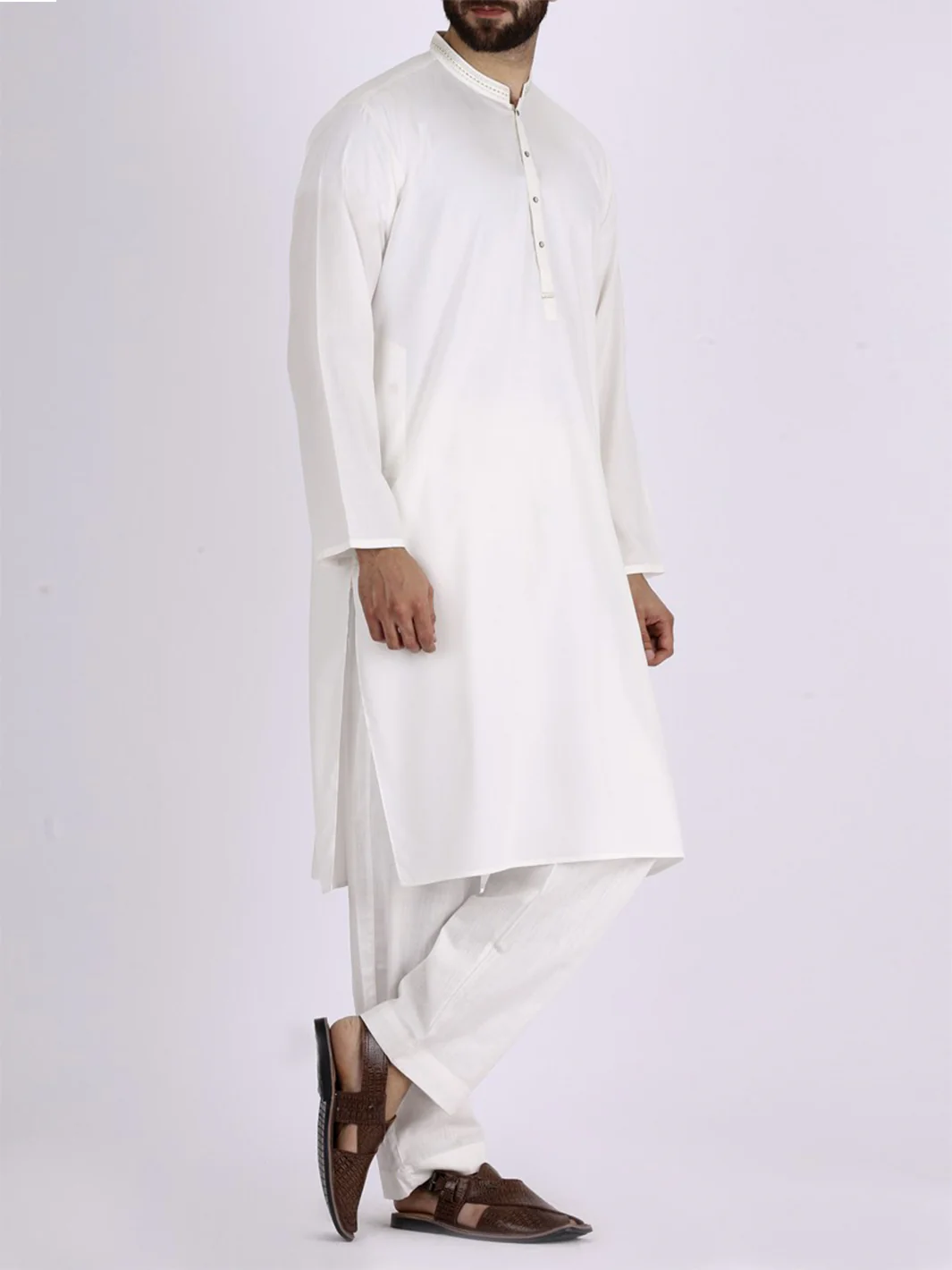 White Blended Kurta - AL-K-658