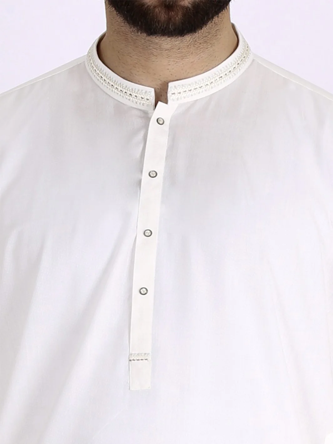 White Blended Kurta - AL-K-658 - Image 2