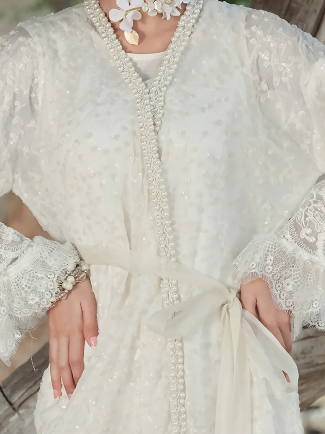 White Chiffon 2Pc Formal Suit - LS-259 - Image 3