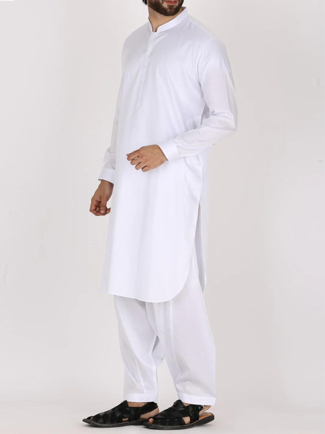 White Cotton Kameez Shalwar - AL-KS-2382