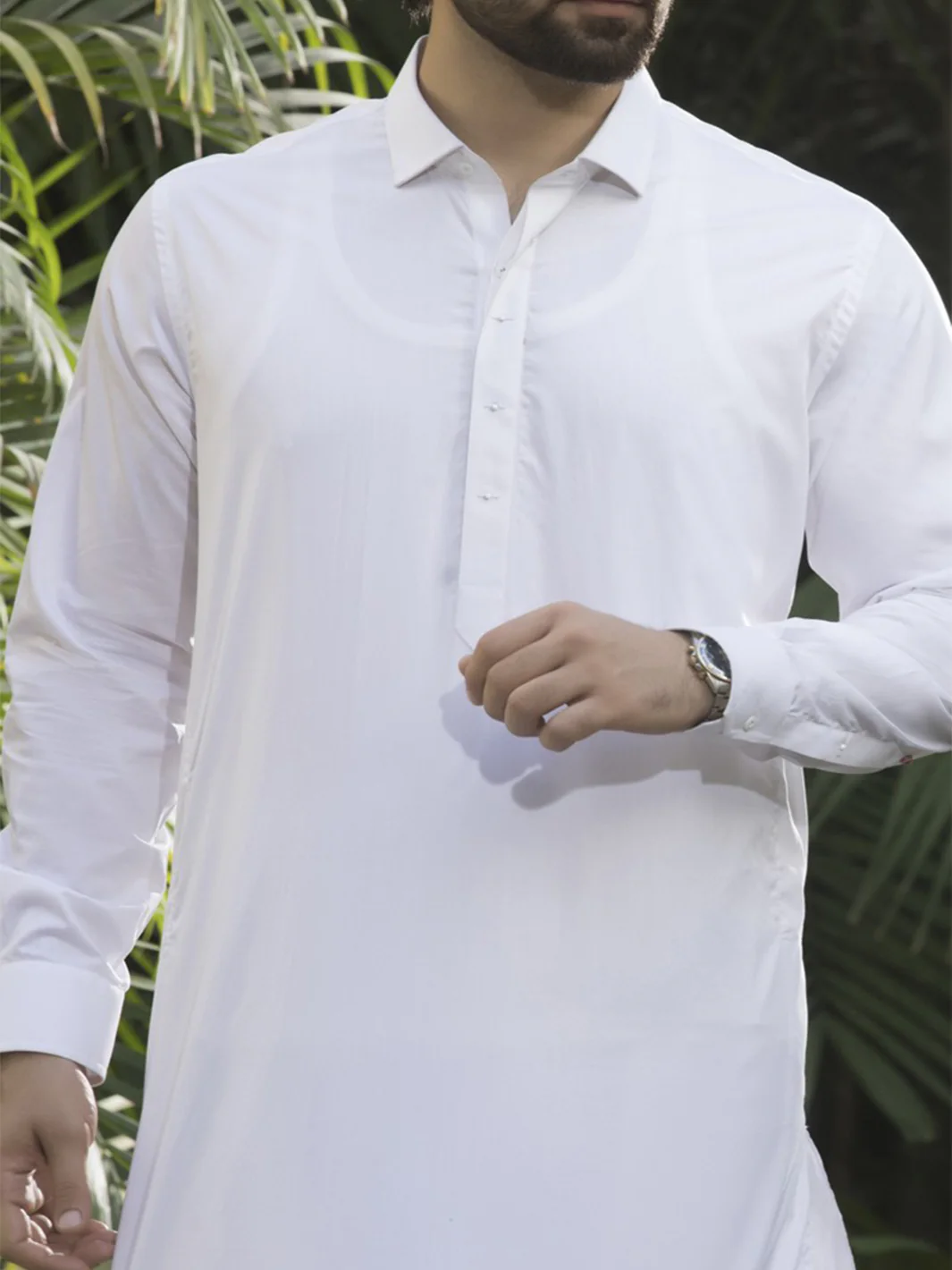 White Cotton Kameez Shalwar - ALWA-KS-069 - Image 3
