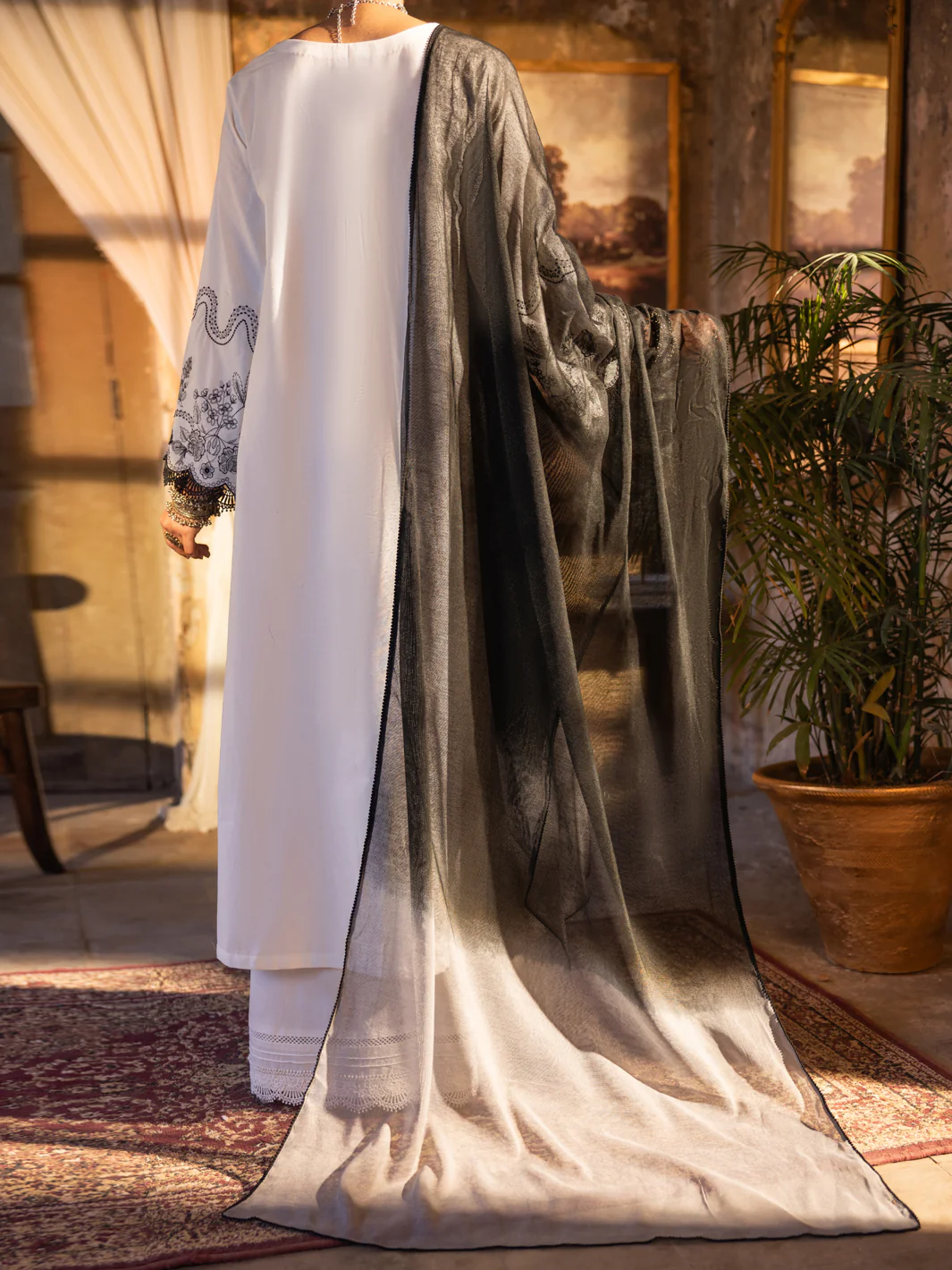 White Dyed Lawn Unstitched 3Pc - ALP-3PS-2722 - Image 3
