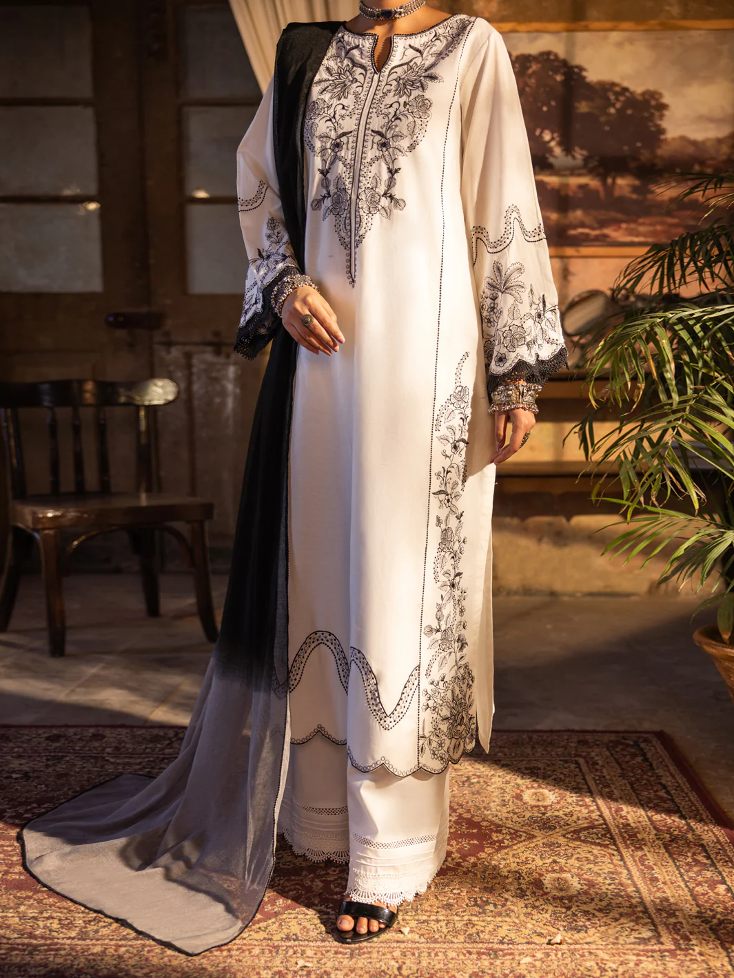 White Dyed Lawn Unstitched 3Pc - ALP-3PS-2722 - Image 5