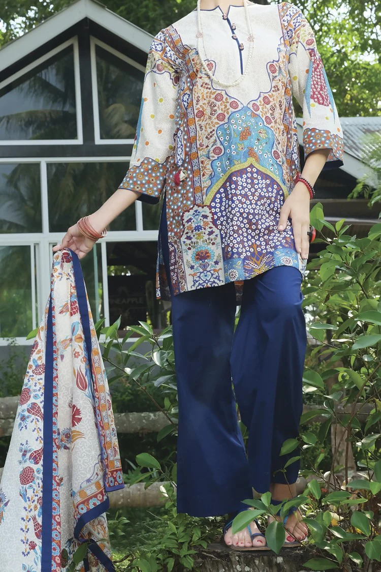 White Lawn 3Pc Stitched - ALP-620