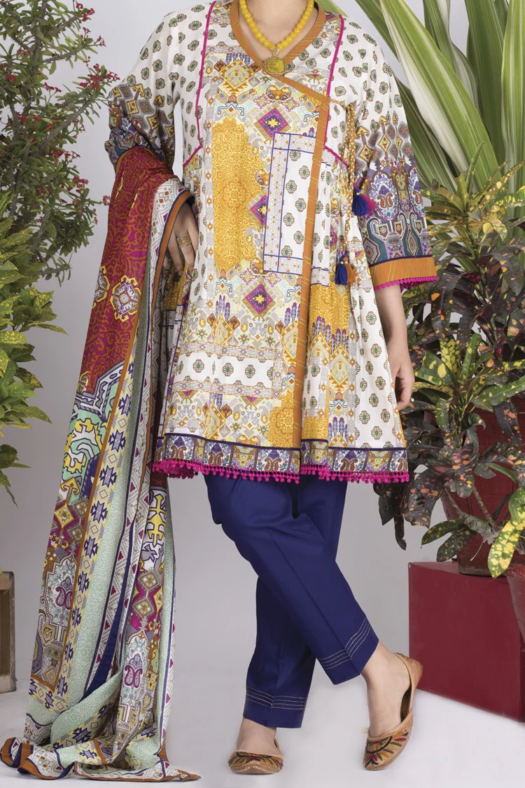 Yellow Lawn 3Pc Unstitched - ALP-711
